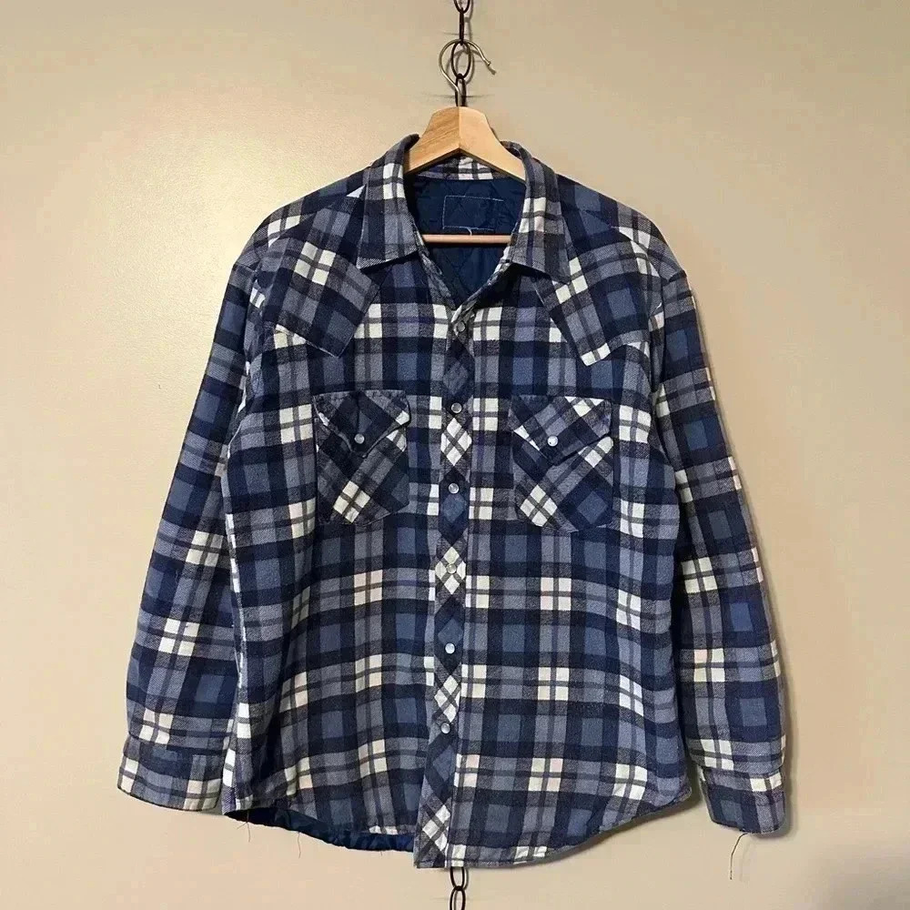 Vintage 1980s Pearl Snap Insulated Plaid Light Jacket